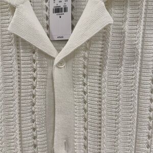 Express Men's Cream Knit Cardigan